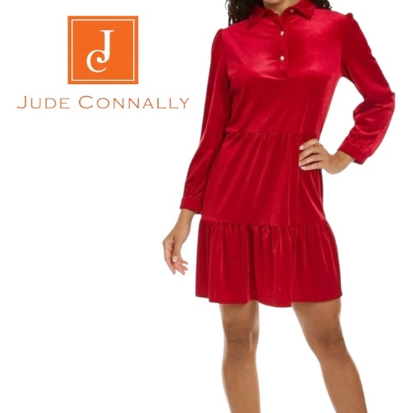 Jude Connally Scarlet Velvet Dress - Picture 1 of 4